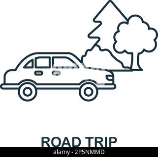 Icône de ligne de trajet. Icône monochrome de contour simple Road Trip pour modèles, conception Web et infographies Illustration de Vecteur