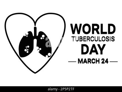 Journée mondiale de la tuberculose. Symbole de poumons avec forme de coeur isolée sur fond blanc Illustration de Vecteur