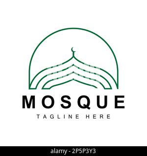 Logo de la mosquée, conception islamique du culte, modèle d'icône de vecteur de bâtiment de la mosquée Eid Al Fitr, Ramadan, Eid Al Adha Illustration de Vecteur