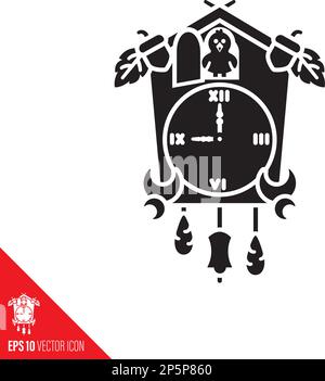 Icône de glyphe vectoriel d'horloge de coucou de forêt noire Illustration de Vecteur