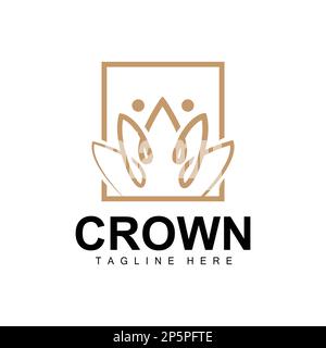 Logo Crown, Design Royal, support de trône Roi et Reine, modèle de produit de marque Vector Icon modèle simple Illustration de Vecteur