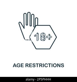 Icône de ligne restrictions d'âge. Monochrome simple Age restrictions icône de contour pour les modèles, la conception Web et les infographies Illustration de Vecteur