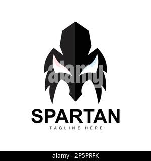 Logo Spartan, War Helmet suit Vector, Barbaran Armor Icon, Viking, Gym Fit Design, Fitness Illustration de Vecteur