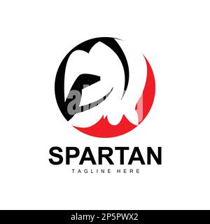 Logo Spartan, War Helmet suit Vector, Barbaran Armor Icon, Viking, Gym Fit Design, Fitness Illustration de Vecteur