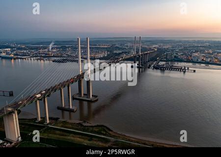 Dartford Toll, pont QEII sur la Tamise Banque D'Images