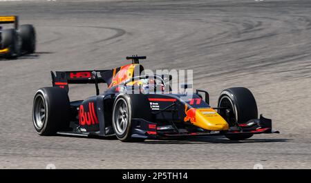 Dams' Ayumu Iwasa pendant la course de F2 devant le Grand Prix de Bahreïn au circuit international de Bahreïn, Sakhir. Date de la photo: Dimanche 5 mars 2023. Banque D'Images