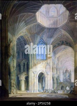 Intérieur de la cathédrale d'Ely - transept Nord et Chancel. Intérieur de la cathédrale d'Ely - vue vers le transpt nord et la chancelle, Joseph Malbord William Turner (Londres, Angleterre, 1775 - 1851) 1797 Banque D'Images