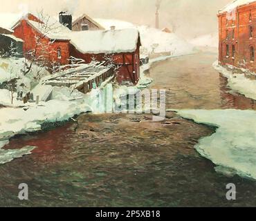 Une usine en Norvège, Frits Thaulow (Oslo, Norvège, 1847 - 1906) Banque D'Images