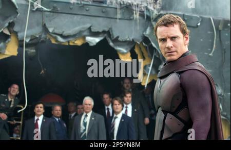 X-MEN: DAYS OF FUTURE FILM DE Fox du 2014 20th siècle PASSÉ avec Michael Fassbender Banque D'Images