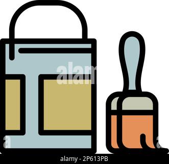 Vecteur de contour de l'icône de pinceau pour godet. Outil menuisier. Conception du travail Illustration de Vecteur