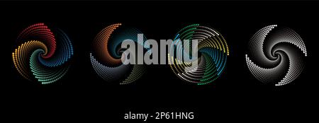 Motif cercles tourbillons bleu et blanc sur fond noir. Résumé vecteur coloré Illustration en forme de rond Illustration de Vecteur