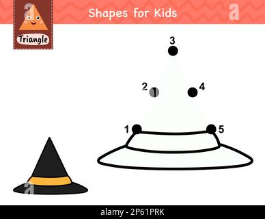 Jeu point à point pour enfants. Attachez les points et dessinez un chapeau de sorcière Illustration de Vecteur