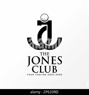 Logo design Graphic concept créatif abstrait premium libre vecteur lettre CJ ou JC sans police avec ballon de golf. Lié au club de sport ou initial Illustration de Vecteur