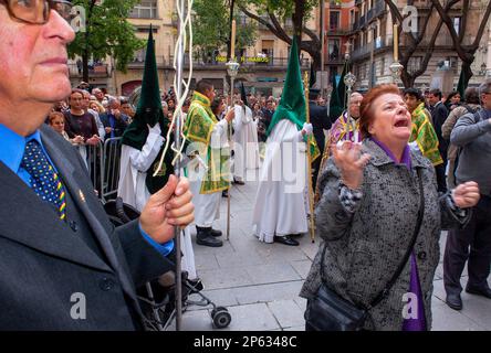 Femme chantant la Saeta à la Vierge, procession, sisterhood de JesÃƒÂºs del Gran Poder y virgen de la Macarena, Vendredi Saint, semaine de Pâques, Plaza de San Banque D'Images