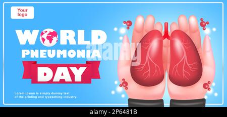 Journée mondiale de la pneumonie, 3D illustration d'une paire de mains tenant des poumons. Adapté aux événements Illustration de Vecteur