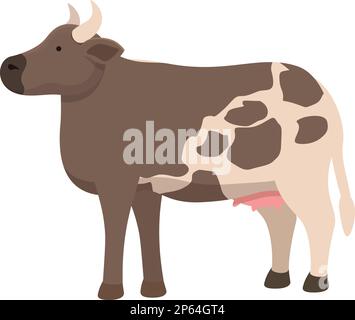 Vecteur de dessin animé d'icône de vache brune. Animal de ferme. Champ de lait Illustration de Vecteur