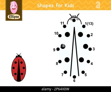 Connectez les points et dessinez un coccinelle. Jeu de numéros point à point pour les enfants Illustration de Vecteur