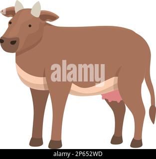 Vecteur de dessin animé d'icône de vache à lait. Animal laitier. Mangez du taureau Illustration de Vecteur