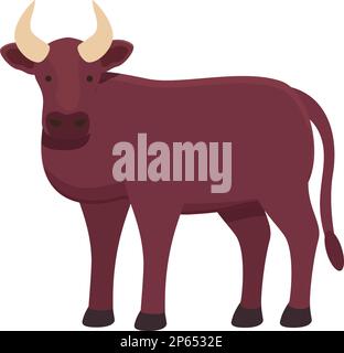 Vecteur de dessin animé d'icône de vache rouge. Animal de ferme. Mangez de la viande Illustration de Vecteur