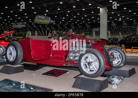 DETROIT, MI/États-Unis - 24 février 2023 : une interprétation Ford Roadster 1927, à Detroit AutoRama. Banque D'Images