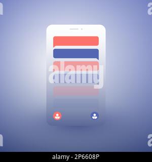 Concept de conception d'application de chat abstrait - communication mobile globale, discussion, chat sur Internet, application de messagerie en ligne ou interface de médias sociaux Illustration de Vecteur