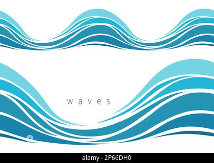 Motif marin vectoriel bleu. Design stylisé. Illustration de Vecteur