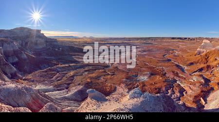 Vue sur les plaines de la Forêt Bleue depuis la partie inférieure de Blue Mesa dans le parc national de la Forêt pétrifiée, Arizona, États-Unis d'Amérique, Amérique du Nord Banque D'Images