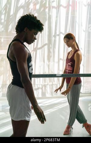 Danseurs en classe de répétition de la compagnie mi Compania Ballet Company, la Havane, Cuba, Antilles, Amérique centrale Banque D'Images