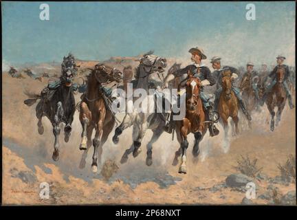 Frederic Remington, démonté: Le quatrième Troopers déplaçant les chevaux LED, 1890, huile sur toile. Banque D'Images