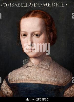 Portrait d'Isabella de Medici (1542-1576) attribué à Agnolo Bronzino (1503-1572), huile sur bois, c. 1552-53 Banque D'Images