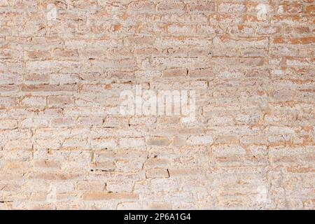 Texture d'arrière-plan de vieux mur de brique sale vintage avec des taches blanches. Plein format Banque D'Images