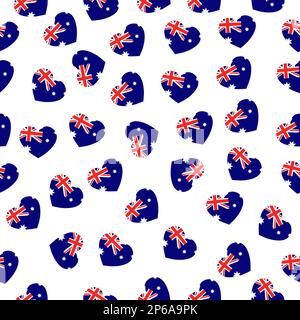 Motif avec drapeau de l'Australie. Motif sans couture avec drapeau de l'Australie. Coeurs avec drapeau. Illustration de l'emballage. Banque D'Images