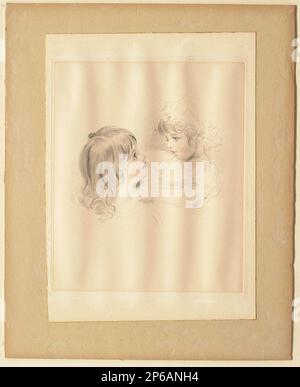 Frederick Christian Lewis l'aîné, nièces de Sir Thomas Lawrence (les Sœurs), du Cabinet des gemmes de Sir Thomas Lawrence, 1837, roulette et gravure en crépettes avec crayon et savon bleu et rose sur papier. Banque D'Images