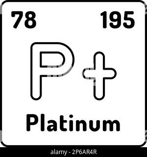 illustration vectorielle d'icône de ligne d'élément chimique en platine Illustration de Vecteur