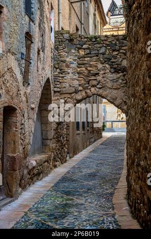 Rues de la ville historique de Montblanc, Tarragone, Catalogne, Espagne Banque D'Images