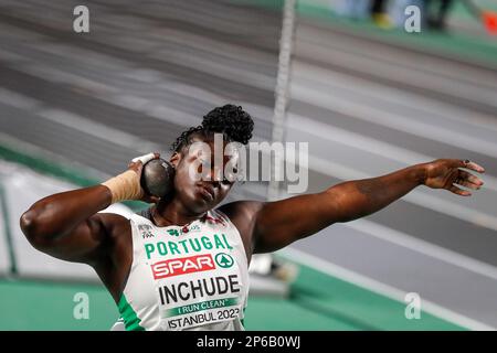 Istanbul, Turquie, 3 mars 2023. Jessica Inchude, du Portugal, participe à la finale des femmes Shot put lors des championnats européens d'athlétisme 2023 - jour 1 à l'Atakoy Arena d'Istanbul, en Turquie. 3 mars 2023. Crédit : Nikola Krstic/Alay Banque D'Images