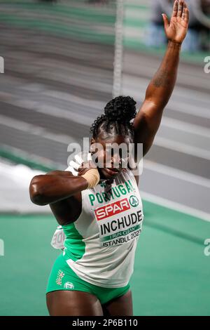 Istanbul, Turquie, 3 mars 2023. Jessica Inchude, du Portugal, participe à la finale des femmes Shot put lors des championnats européens d'athlétisme 2023 - jour 1 à l'Atakoy Arena d'Istanbul, en Turquie. 3 mars 2023. Crédit : Nikola Krstic/Alay Banque D'Images