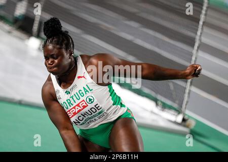 Istanbul, Turquie, 3 mars 2023. Jessica Inchude, du Portugal, participe à la finale des femmes Shot put lors des championnats européens d'athlétisme 2023 - jour 1 à l'Atakoy Arena d'Istanbul, en Turquie. 3 mars 2023. Crédit : Nikola Krstic/Alay Banque D'Images