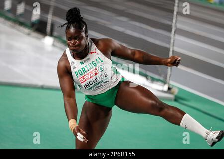 Istanbul, Turquie, 3 mars 2023. Jessica Inchude, du Portugal, participe à la finale des femmes Shot put lors des championnats européens d'athlétisme 2023 - jour 1 à l'Atakoy Arena d'Istanbul, en Turquie. 3 mars 2023. Crédit : Nikola Krstic/Alay Banque D'Images