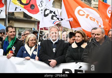 Paris, France. 07th mars 2023. Laurent Escure, UNSA pendant la grève de 7 mars 2023 à Paris. Photo de Tomas Stevens/ABACAPRESS.COM crédit: Abaca Press/Alay Live News Banque D'Images