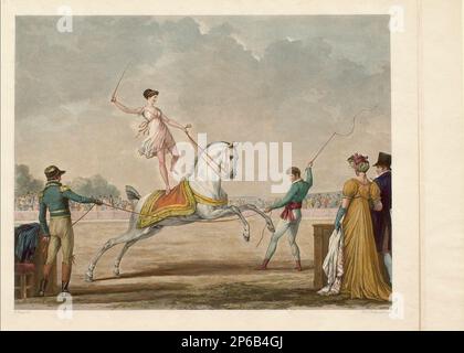 Philibert-Louis Debucourt, Exercice de Franconi (n° 2), 1806, couleur aquatinée sur papier. Banque D'Images