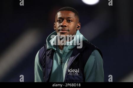 West Bromwich Jovan Malcolm d'Albion arrive pour le championnat Sky Bet aux Hawthorns, West Bromwich. Date de la photo: Mardi 7 mars 2023. Banque D'Images