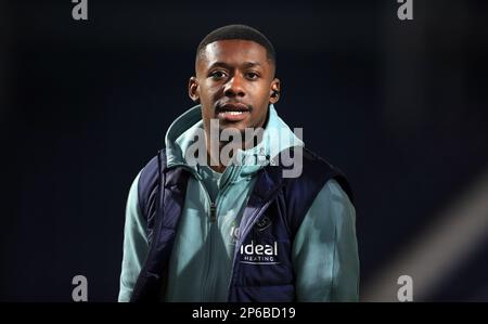 West Bromwich Jovan Malcolm d'Albion arrive pour le championnat Sky Bet aux Hawthorns, West Bromwich. Date de la photo: Mardi 7 mars 2023. Banque D'Images