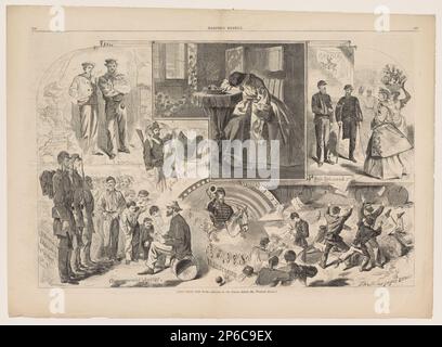 Après Winslow Homer, News of the War, 14 juin 1862, gravure de bois sur papier journal. Banque D'Images