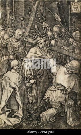 Après Albrecht Dürer, Christ portant la Croix, après 1512, gravure sur papier. Banque D'Images