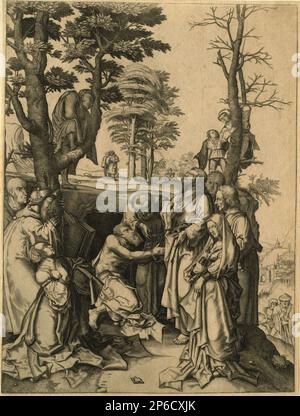 Après Lucas van Leyden, élevant de Lazarus, gravure. Banque D'Images