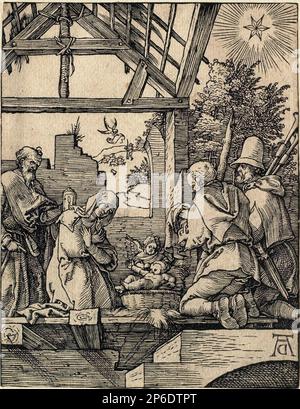 Albrecht Dürer, la petite passion : la Nativité, 1509–1511, coupe de bois sur papier. Banque D'Images