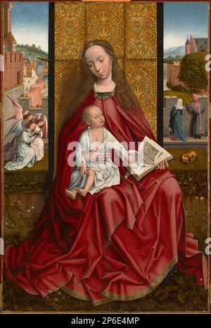 Maître de la feuillages brodés, la Vierge à l'enfant Enthroné, vers 1500, huile sur panneau. Banque D'Images