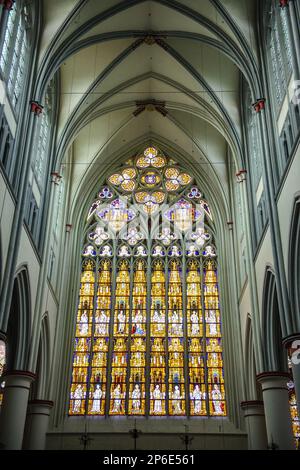 Westfenster Spitzbogenfenster in Gotische Architektur von Altenberger Dom, Bergischer Dom, Odenthal, Bergisches Land, Nordrhein-Westfalen, Allemagne Banque D'Images