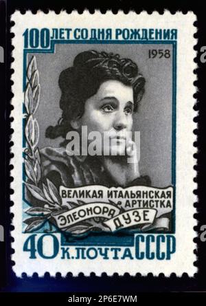 1958 , URSS : le 100th anniversaire de la célèbre ELEONORA DUSE ( 1858 - 1924 ) célébrée par la poste russe avec un cachet de poste . DUSE sont la plus célèbre actrice dramatique italienne dans le monde , célèbre amant du poète italien GABRIELE d'ANNUNZIO . - THÉÂTRE - THÉÂTRE - ATTRICE - Portrait - ritratto - DIVA - DIVINA - attrice teatrale - d' Annunzio - Dannunzio - FRANCOBOLLO - FILATELIA - valore filatelico - RUSSIE ---- Archivio GBB Banque D'Images